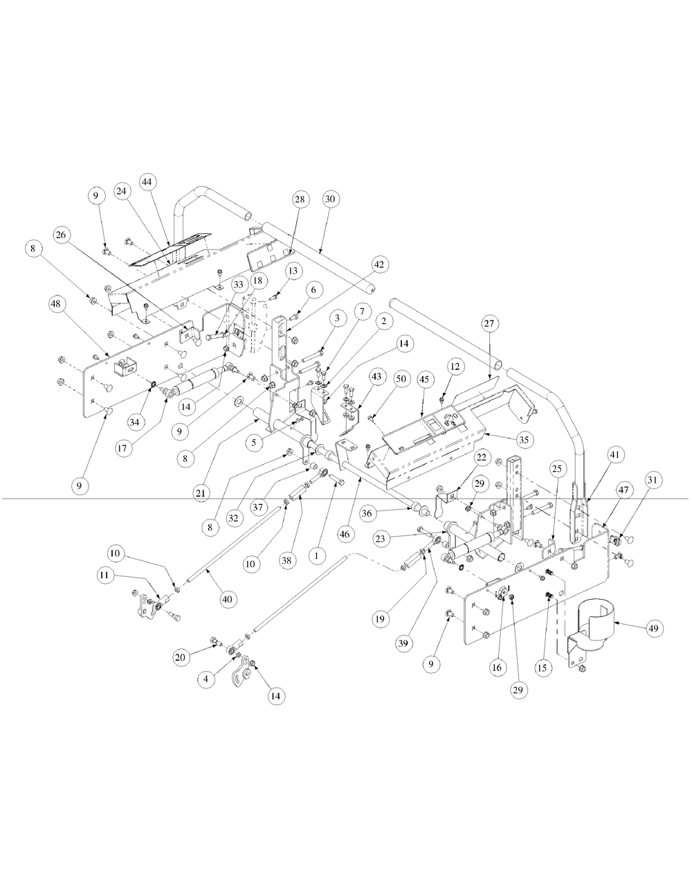 Control Assembly Diagram and Parts List for M60-KW 53BB5D8X750-25HP-OHV Cub Cadet Lawn Tractor